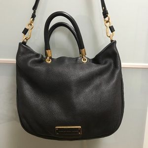 Q Fran Shopper Black Leather Cross Body Bag
